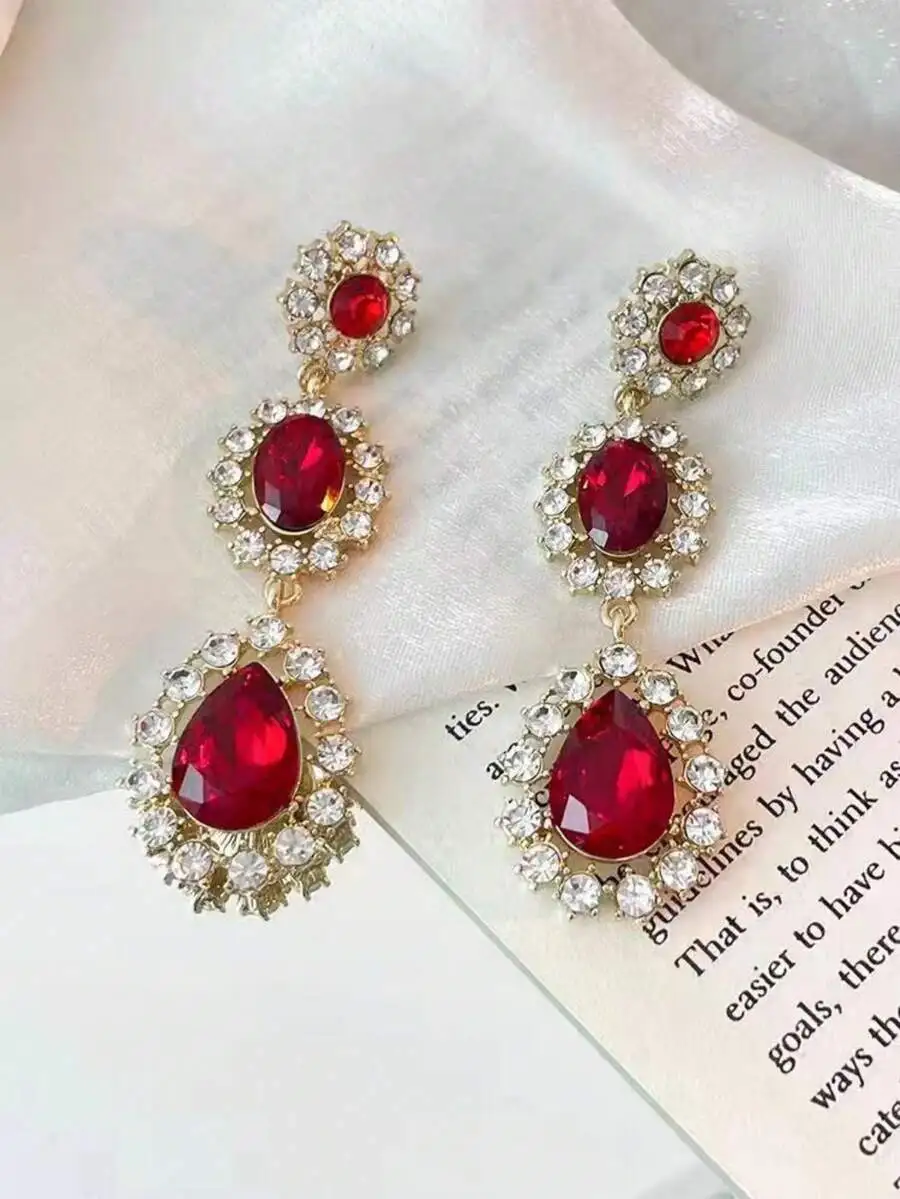 Red Rhinestone Drop Earrings For Women Festive Long Statement Earrings
Red Rhinestone Drop Earrings For Women Festive Long Statement Earrings