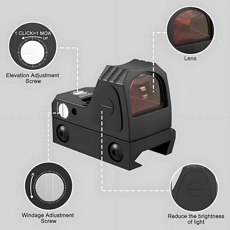 RMR Red Dot Sight, Tactical 20mm Red Dot Sight 3 MOA Pistol Scope Adjustable Brightness with Glock Mount
RMR Red Dot Sight, Tactical 20mm Red Dot Sight 3 MOA Pistol Scope Adjustable Brightness with Glock Mount