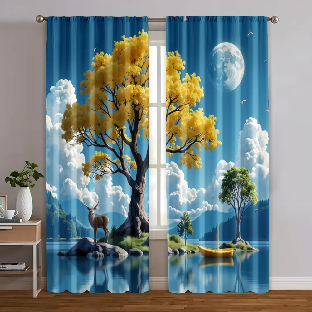 2pcs, Contemporary Curtains 2D print Golden Rich Tree Polyester (without rod) Decorations Outdoor Perfect for Bedroom, Living
2pcs, Contemporary Curtains 2D print Golden Rich Tree Polyester (without rod) Decorations Outdoor Perfect for Bedroom, Living