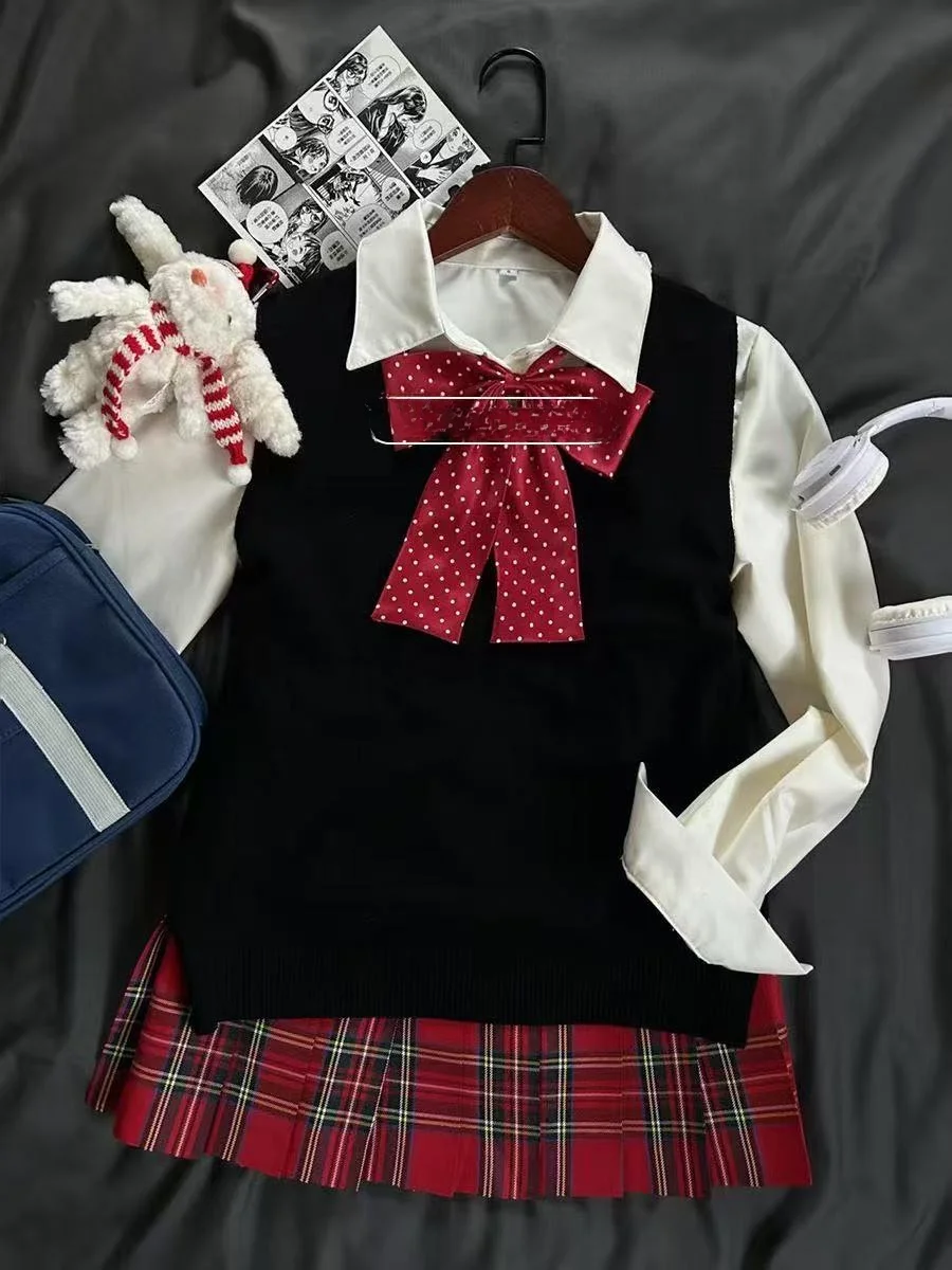 Японский вязаный жилет в стиле оверсайз, комплект с плиссированной юбкой и длинным рукавом, модный студенческий ансамбль для женщин
Японский вязаный жилет в стиле оверсайз, комплект с плиссированной юбкой и длинным рукавом, модный студенческий ансамбль для женщин