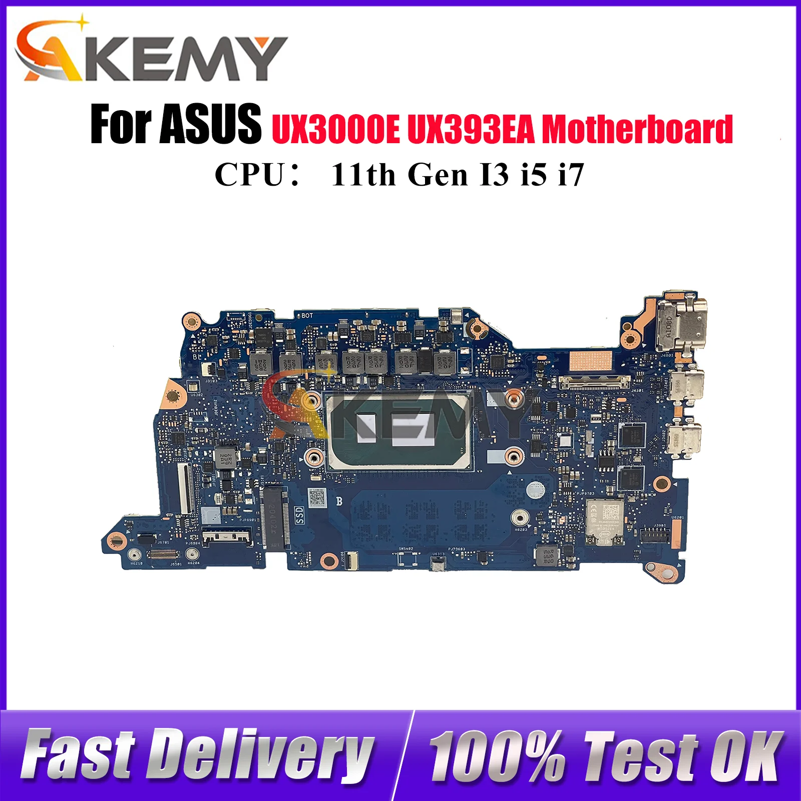 UX393EA Материнская плата для ноутбука ASUS ZenBook UX393EA UX3000E UX393E Материнская плата для ноутбука с 11-го поколения I3 i5 i7 100% тестирование OK stk
UX393EA Материнская плата для ноутбука ASUS ZenBook UX393EA UX3000E UX393E Материнская плата для ноутбука с 11-го поколения I3 i5 i7 100% тестирование OK stk
