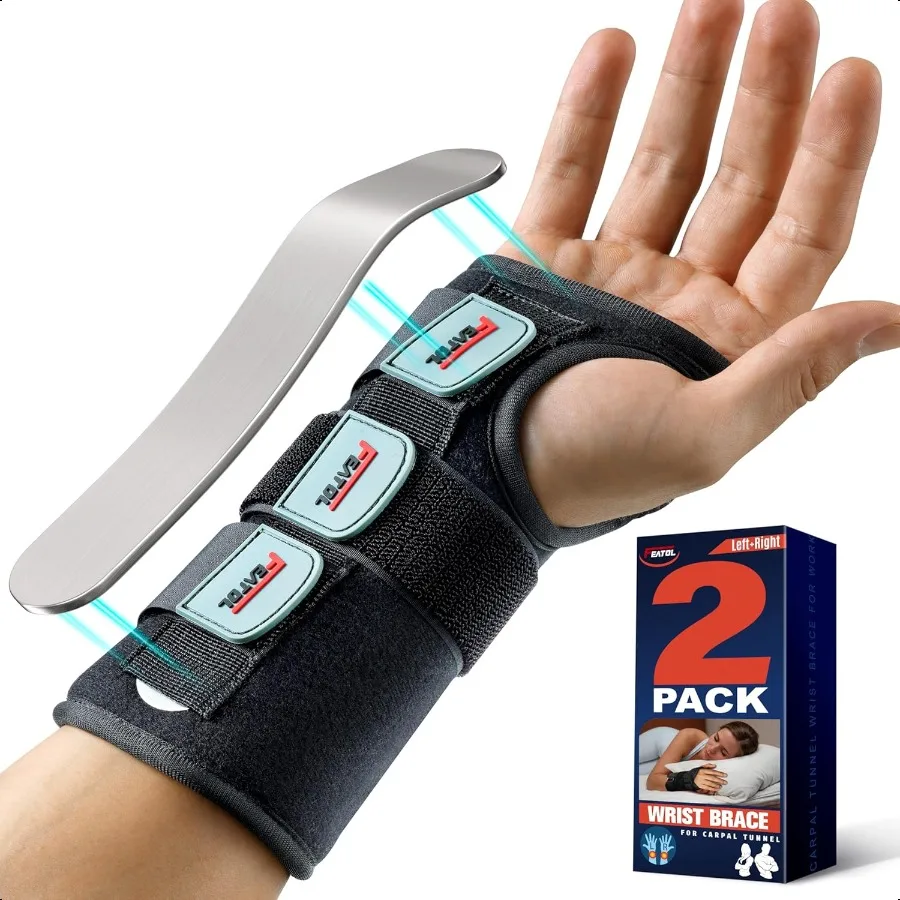 Carpal Tunnel Wrist Brace Night port 2 Pack Wrist Splint for Pain Relief Tendonitis Sprained Arthritis Metal Splint Stabilizer
Carpal Tunnel Wrist Brace Night port 2 Pack Wrist Splint for Pain Relief Tendonitis Sprained Arthritis Metal Splint Stabilizer