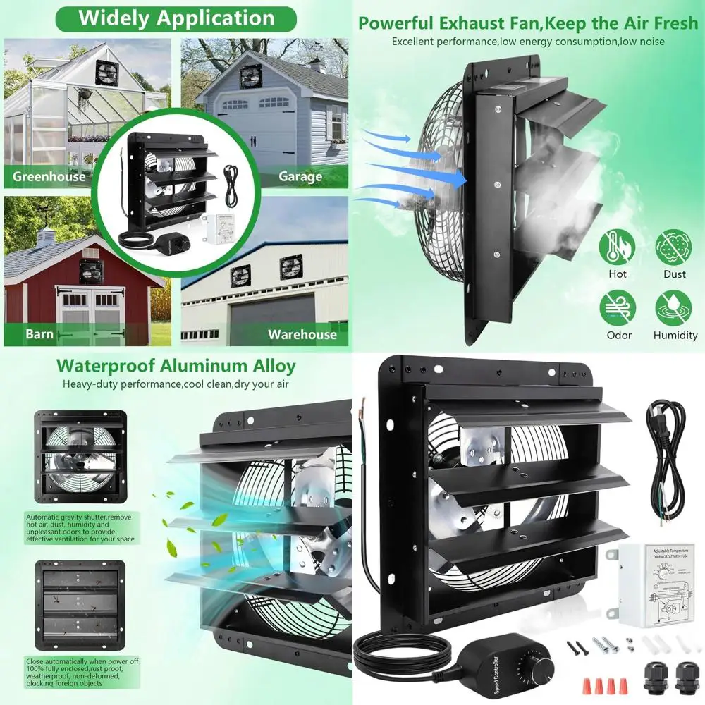 14-inch Wall Mount Attic Fan with Speed Control for Greenhouse, Barn, and Shed Ventilation
14-inch Wall Mount Attic Fan with Speed Control for Greenhouse, Barn, and Shed Ventilation