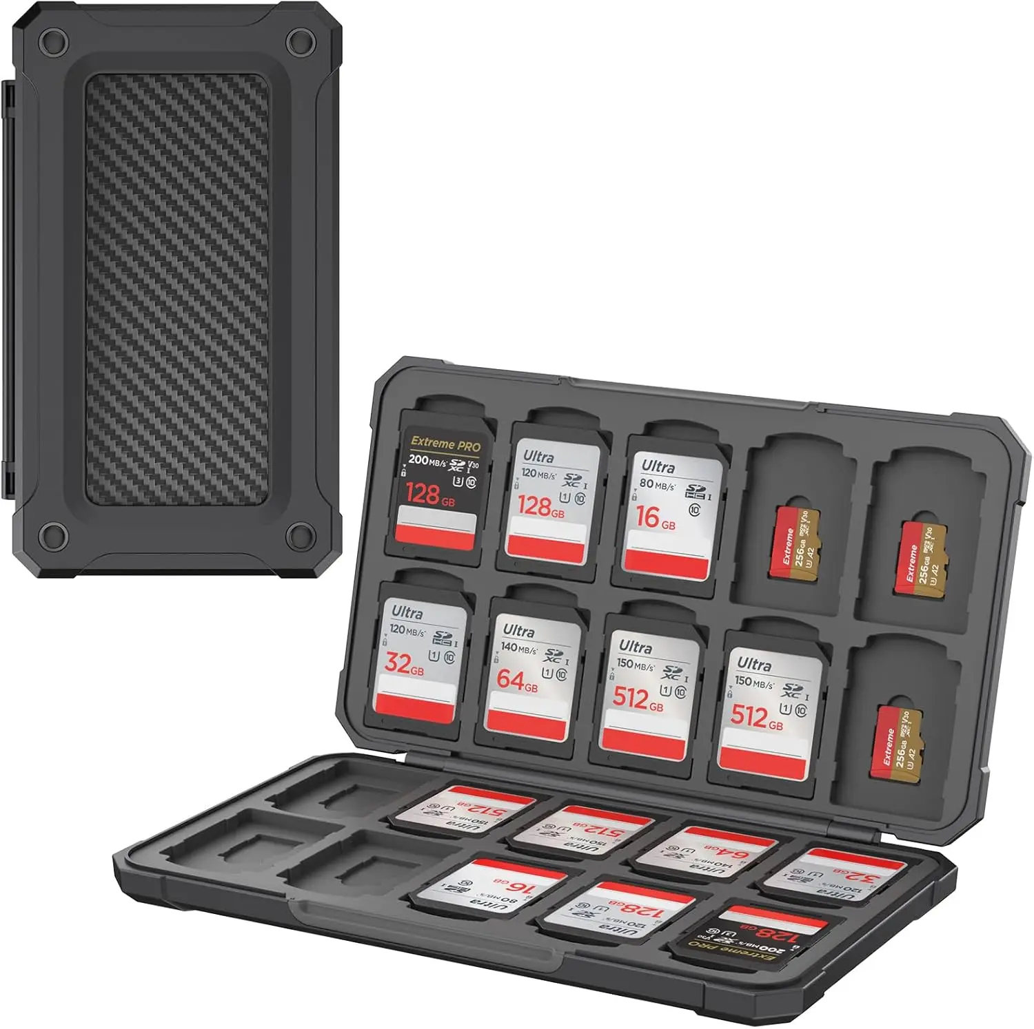 Memory Card Holder Case for 20 SD and 20 Micro SD Cards, Portable Storage Organizer