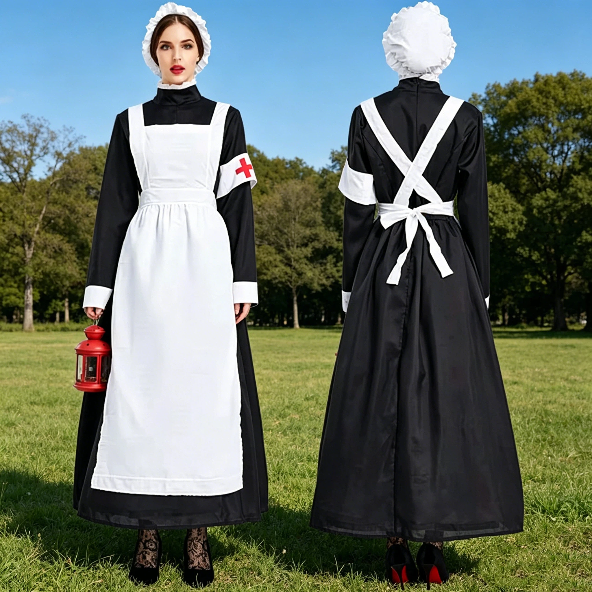 Women Renaissance Women Maid Dress Medieval Civil War Victorian Nurse Costume Cosplay Halloween Fantasia Dress Up
Women Renaissance Women Maid Dress Medieval Civil War Victorian Nurse Costume Cosplay Halloween Fantasia Dress Up