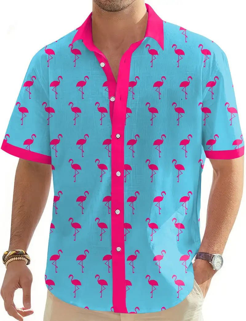 2026 Summer New 3D Men's Flamingo Pattern Shirt with Patchwork Lapel Short Sleeved Casual Beach Women's Shirt
2026 Summer New 3D Men's Flamingo Pattern Shirt with Patchwork Lapel Short Sleeved Casual Beach Women's Shirt
