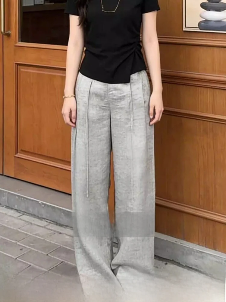 High Waist Wide Leg Pants Women's Loose Drapey Casual Grey Trousers Slimming Effect Comfortable Straight Cut Commute Style
High Waist Wide Leg Pants Women's Loose Drapey Casual Grey Trousers Slimming Effect Comfortable Straight Cut Commute Style