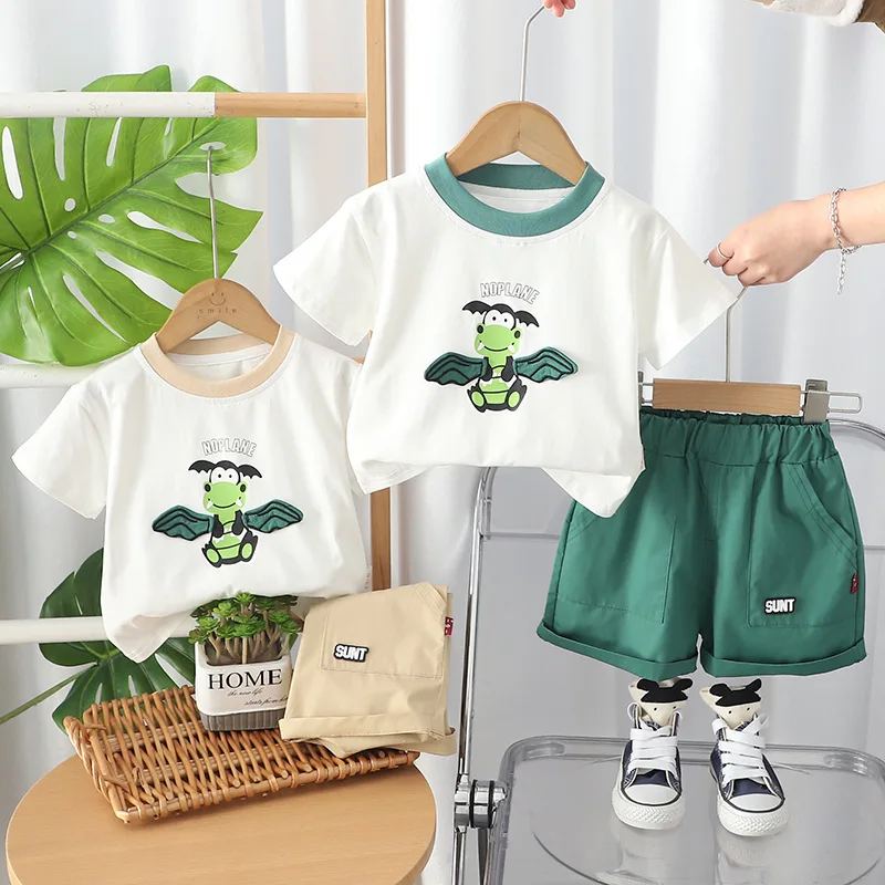 Summer New Cartoon Short Sleeve Top And Shorts 2Pcs Sets Boys Cute Pterosaur Pattern Set Kid Baby Comfortable Casual Sport Suits
Summer New Cartoon Short Sleeve Top And Shorts 2Pcs Sets Boys Cute Pterosaur Pattern Set Kid Baby Comfortable Casual Sport Suits