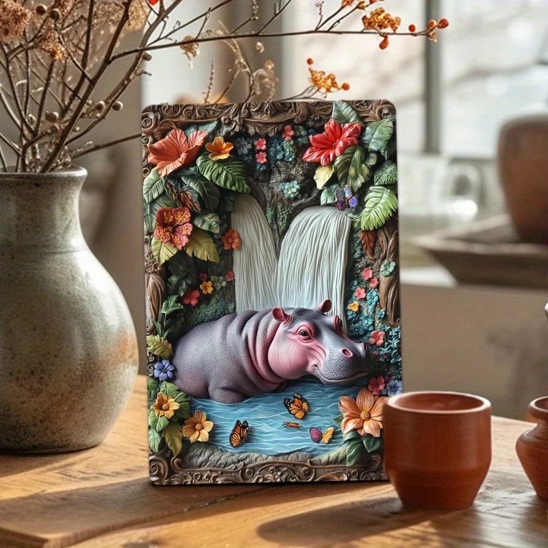 Metal Decoration, Aluminum Wall Art, Metal Tin Sign Baby Hippo in The River Bathroom Garden Wall Decoration for Home
Metal Decoration, Aluminum Wall Art, Metal Tin Sign Baby Hippo in The River Bathroom Garden Wall Decoration for Home