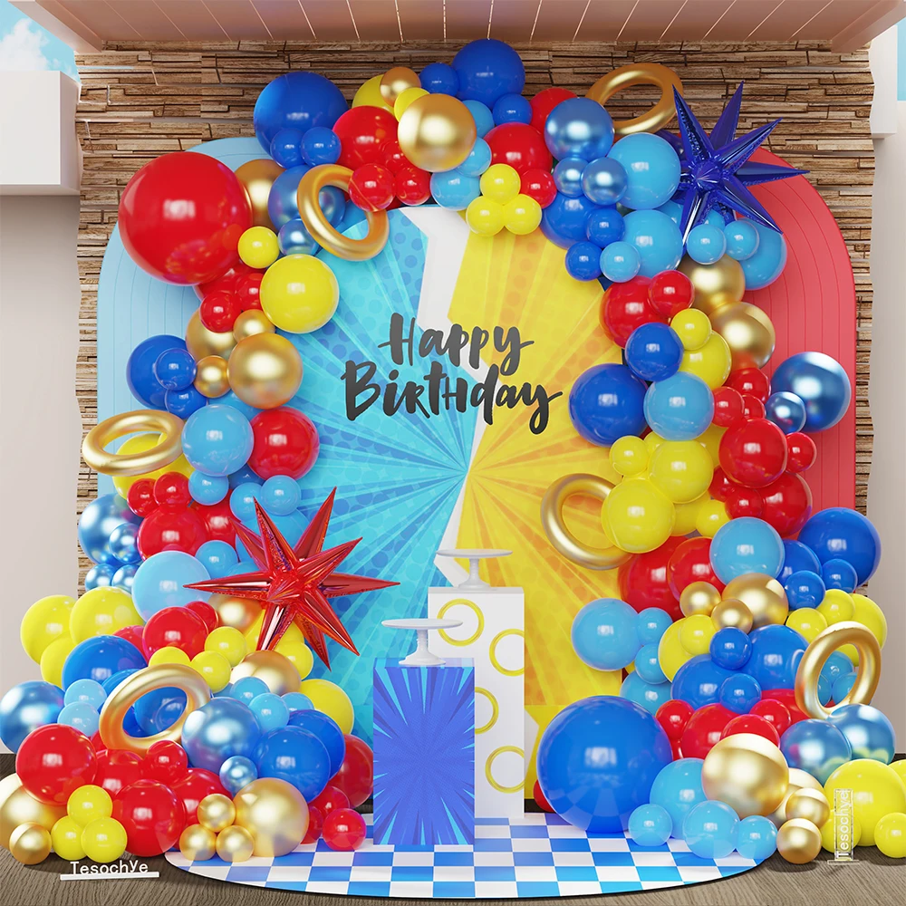 157Pcs Blue Yellow Metal Ring Balloon Garland Arch Kit Red Deep Blue Explosion Star Foil Ballon Birthday Baby Shower Party Decor
157Pcs Blue Yellow Metal Ring Balloon Garland Arch Kit Red Deep Blue Explosion Star Foil Ballon Birthday Baby Shower Party Decor