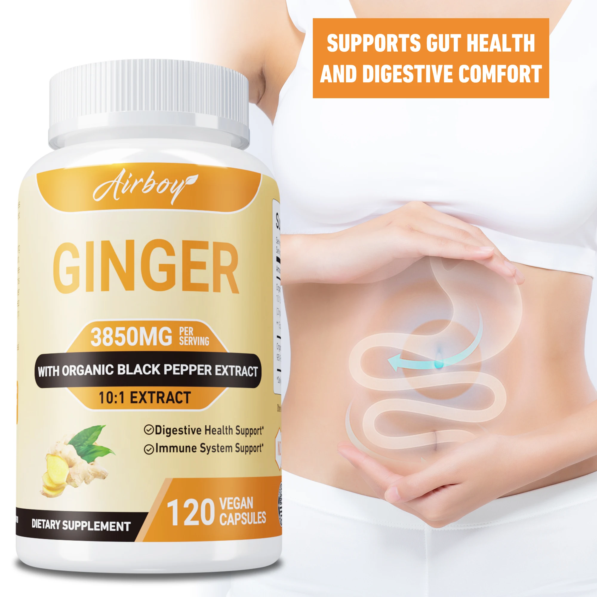 Ginger 3850MG - Supports The Immune System, Improves Digestion and Absorption, and Enhances Athletic Performance - 120 Capsules
Ginger 3850MG - Supports The Immune System, Improves Digestion and Absorption, and Enhances Athletic Performance - 120 Capsules