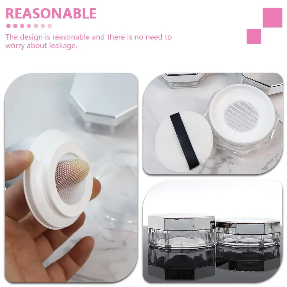 2Sets Octagonal Loose Powder Box Portable Compact Anti-Leakage Empty Powder Container for Travel Home Salon Daily Use Women
2Sets Octagonal Loose Powder Box Portable Compact Anti-Leakage Empty Powder Container for Travel Home Salon Daily Use Women