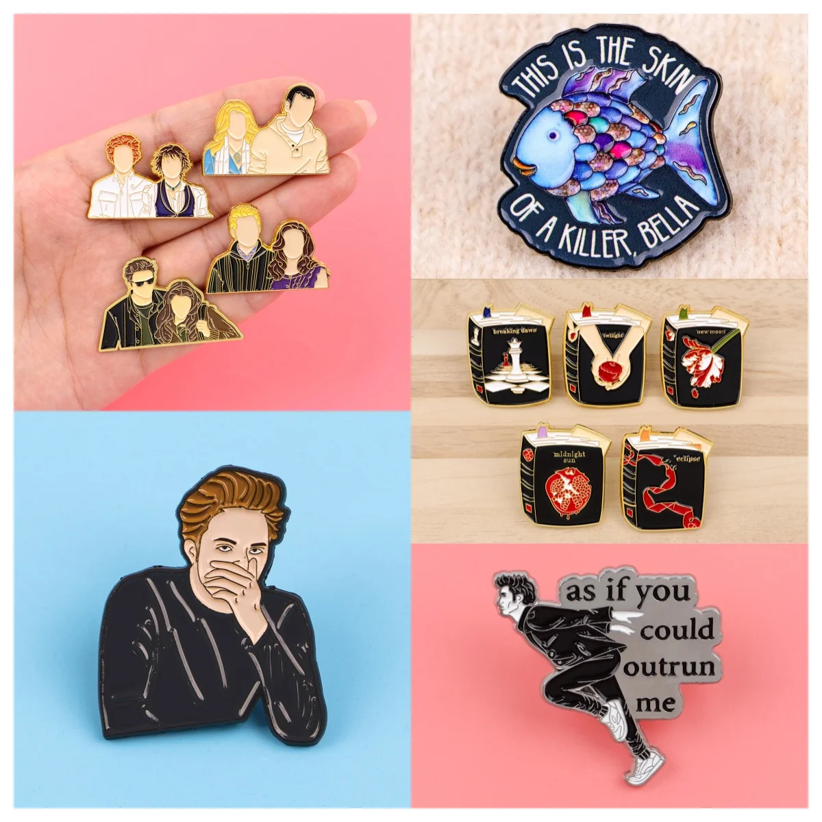 1-9pcs Mixed Twilight Book Enamel Pin Vampire Couple Brooches for Backpacks Fashion Jewelry Clothing Accessories Fans Gifts
1-9pcs Mixed Twilight Book Enamel Pin Vampire Couple Brooches for Backpacks Fashion Jewelry Clothing Accessories Fans Gifts