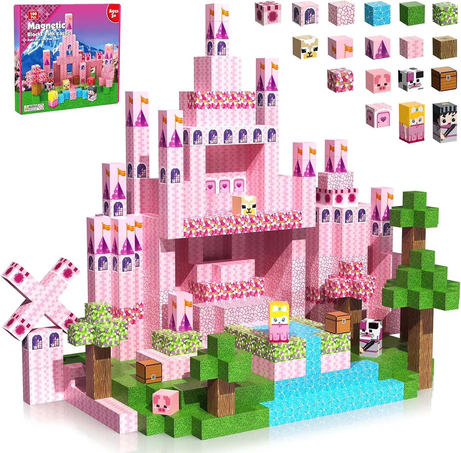 Princess Castle Pink Garden Magnetic Building Blocks Birthday Gift for Girl STEM Montessori Sensory Magnet Cubes for Kids Toy
Princess Castle Pink Garden Magnetic Building Blocks Birthday Gift for Girl STEM Montessori Sensory Magnet Cubes for Kids Toy