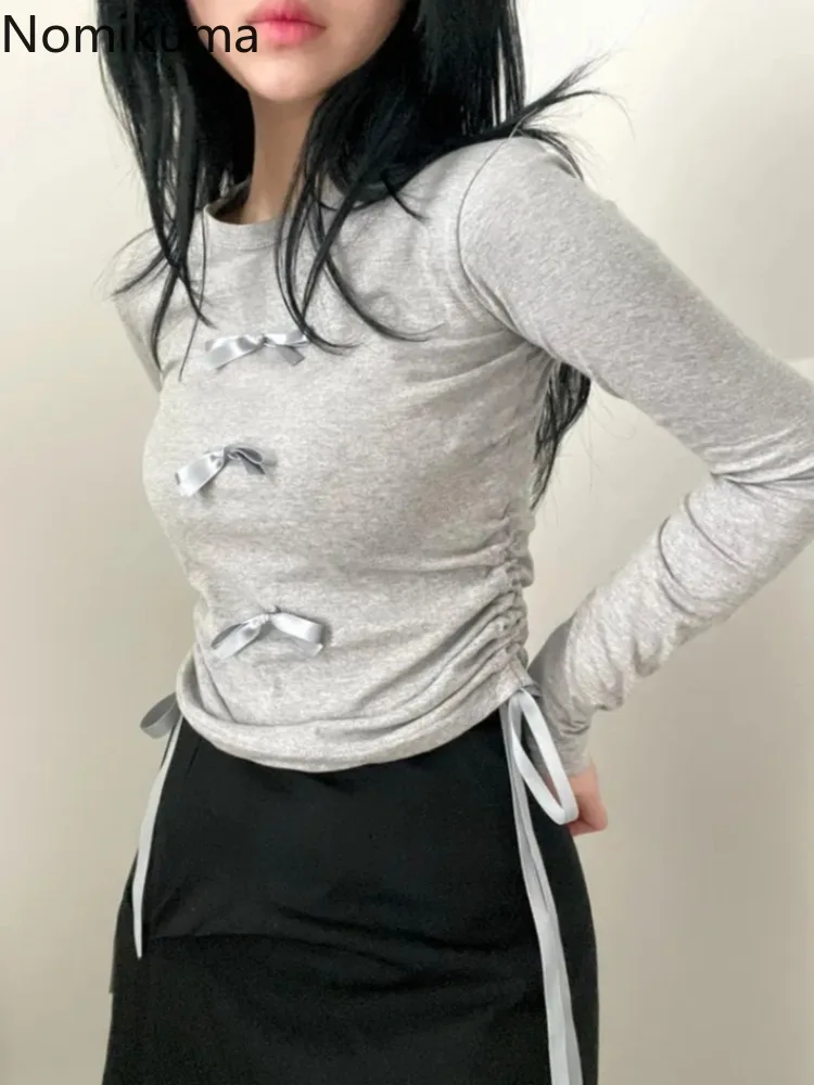 2024 Shirts for Women Solid Color Korean Tshirts O-neck Long Sleeve Tunic Tees Sweet Bow Drawstring T Shirt Fashion Crop Tops
2024 Shirts for Women Solid Color Korean Tshirts O-neck Long Sleeve Tunic Tees Sweet Bow Drawstring T Shirt Fashion Crop Tops