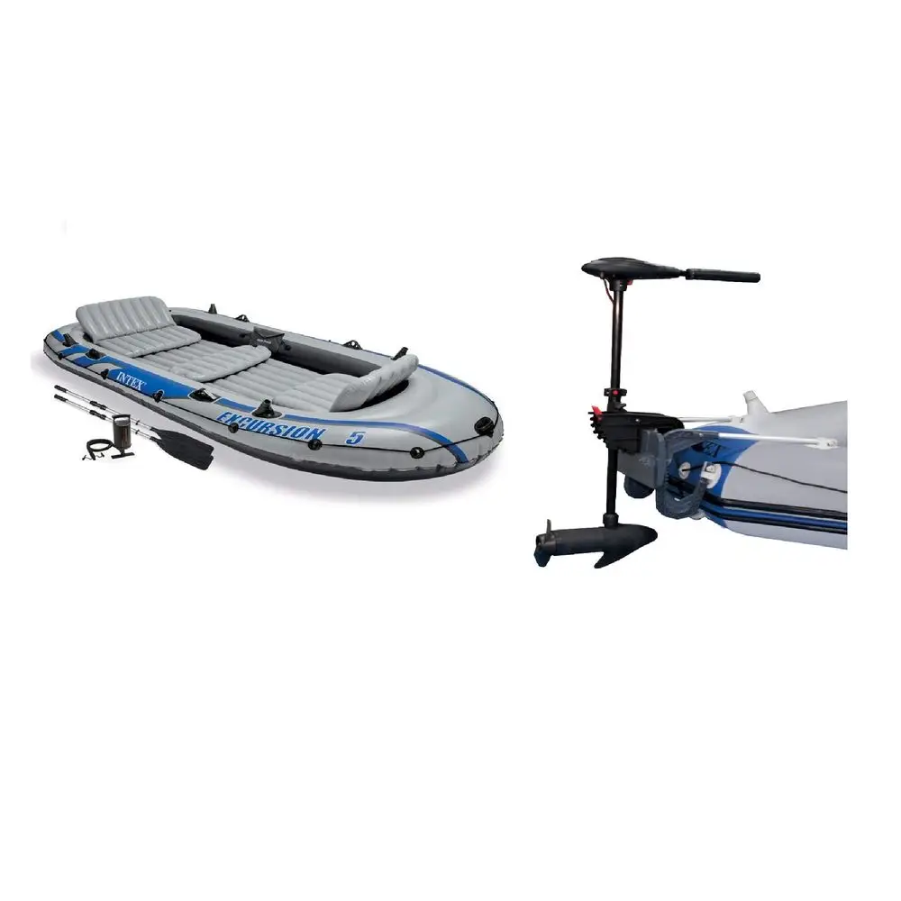Excursion 5 Inflatable 5 Person Boat and Accessories Set for Outdoor Fishing and Boating Bundled with 8 Speed Transom Mount Tro
Excursion 5 Inflatable 5 Person Boat and Accessories Set for Outdoor Fishing and Boating Bundled with 8 Speed Transom Mount Tro