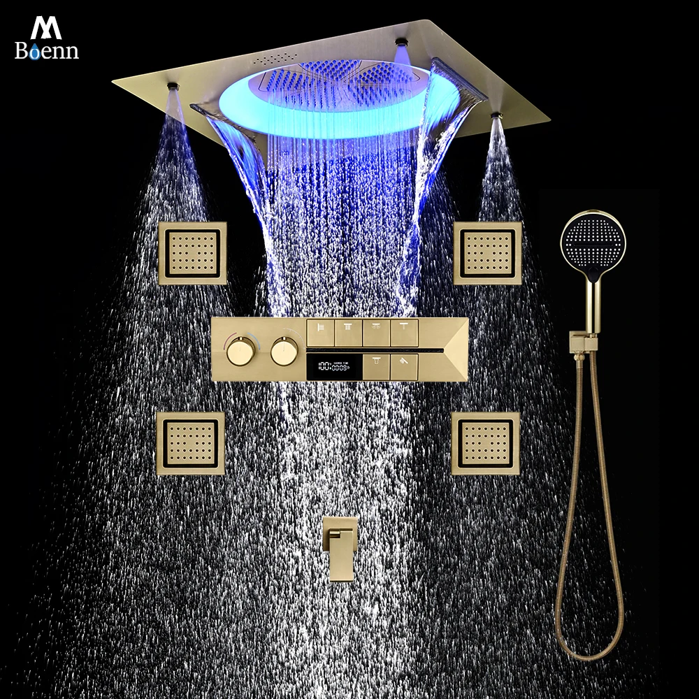 M Boenn Black Shower Set System LED Music Shower Head Bathroom Faucet Smart Digital Display Concealed Thermostatic Divider Mixer
M Boenn Black Shower Set System LED Music Shower Head Bathroom Faucet Smart Digital Display Concealed Thermostatic Divider Mixer