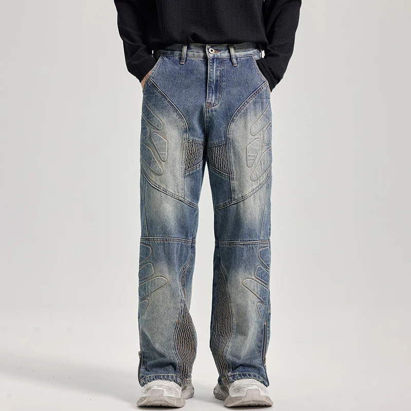 New light luxury American high street heavyweight jeans men's trendy design sense of wide-leg splicing biker straight pants men
New light luxury American high street heavyweight jeans men's trendy design sense of wide-leg splicing biker straight pants men