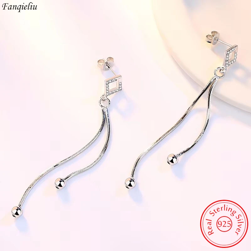 Real 925 Sterling Silver Crystal Zircon Square Long Chain New Jewelry Drop Earrings For Women FQL23554
Real 925 Sterling Silver Crystal Zircon Square Long Chain New Jewelry Drop Earrings For Women FQL23554