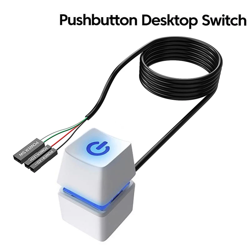 Pushbutton Desktop Switch PC Computer Motherboard External Start Power ON/OFF Button Extension Cable LED Lights For Home Office