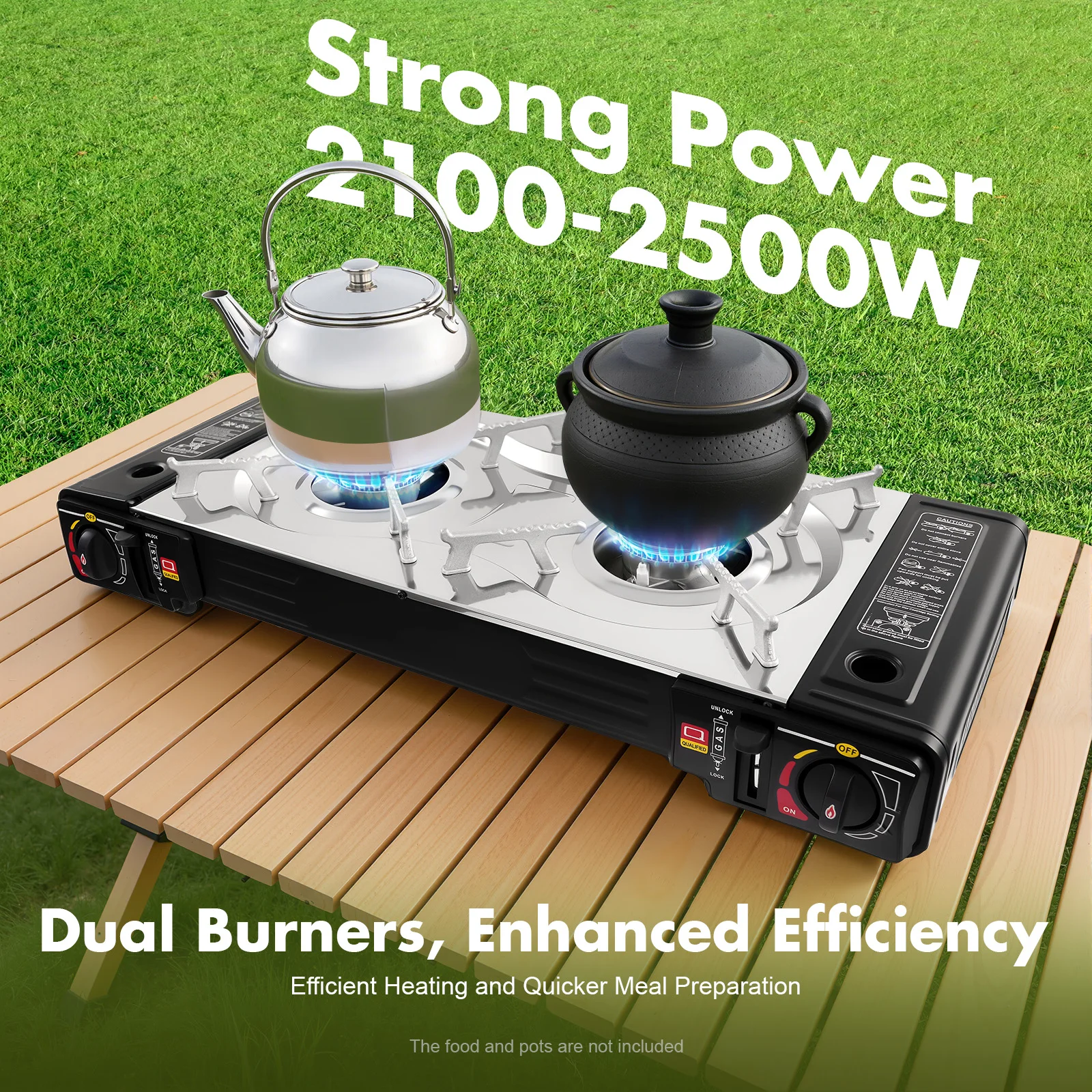 Портативная походная газовая плита на 2 конфорки с чехлом и сковородой-гриль, 2100-2500 Вт, для приготовления пищи на открытом воздухе
Портативная походная газовая плита на 2 конфорки с чехлом и сковородой-гриль, 2100-2500 Вт, для приготовления пищи на открытом воздухе