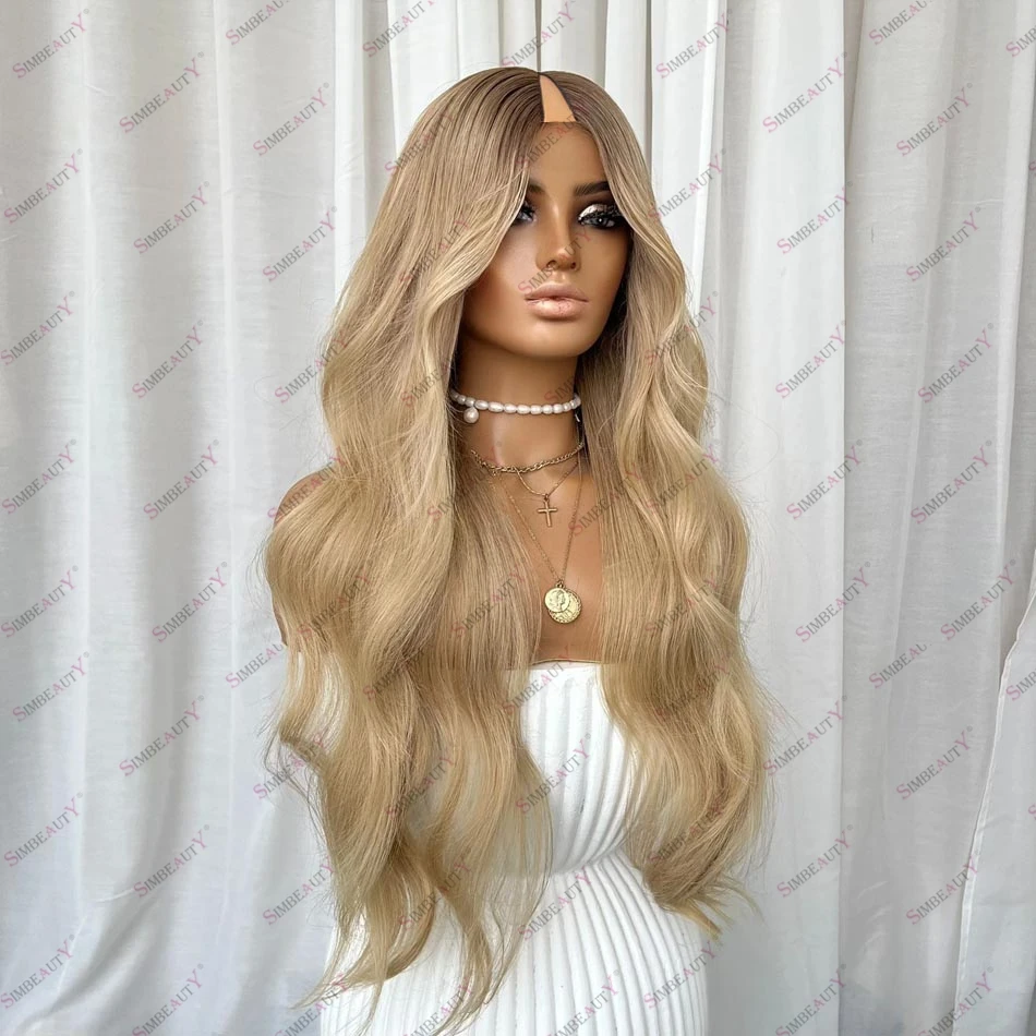 Wavy Long Ombre Creamy Blonde Human Hair V Part Wigs for Women Easy Wear 100% Glueless Machine Made U Part Wigs Ash Brown Roots
Wavy Long Ombre Creamy Blonde Human Hair V Part Wigs for Women Easy Wear 100% Glueless Machine Made U Part Wigs Ash Brown Roots