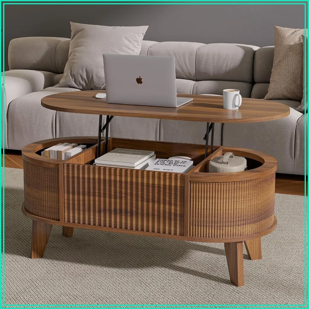 Fluted Lift Top Coffee Table with Storage, Modern Oval Coffee Table for Living Room or Home Office
Fluted Lift Top Coffee Table with Storage, Modern Oval Coffee Table for Living Room or Home Office