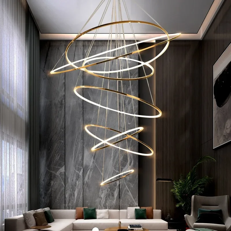 Luxury Duplex Villa Chandelier Modern Minimalist Ring Design for High Ceiling Living Room and Staircase Lighting Customizable
Luxury Duplex Villa Chandelier Modern Minimalist Ring Design for High Ceiling Living Room and Staircase Lighting Customizable