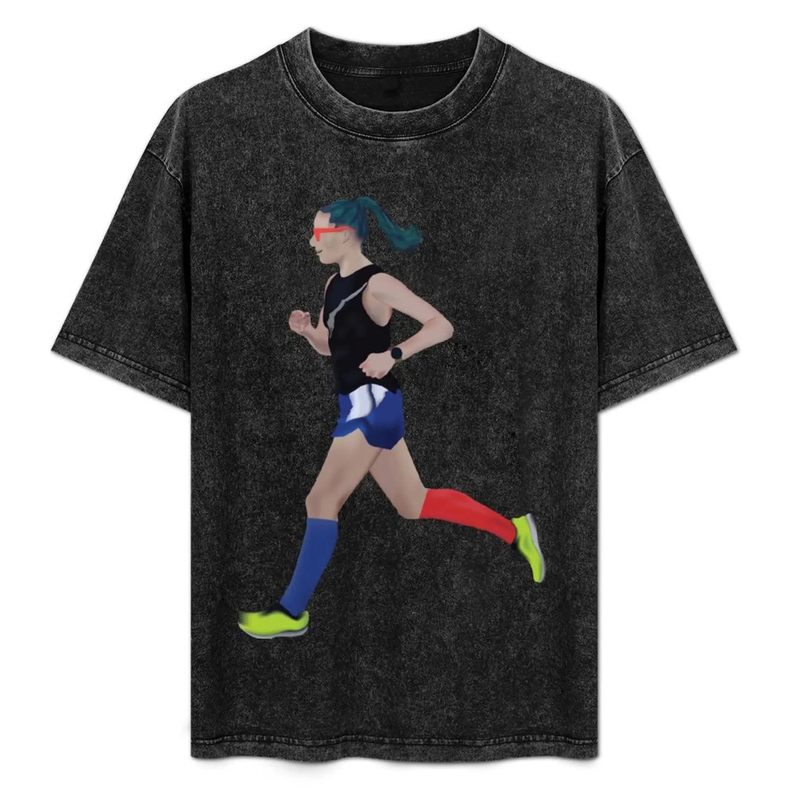Blue Haired Runner Girl T-Shirt Retro Graphic Print T-Shirt
Blue Haired Runner Girl T-Shirt Retro Graphic Print T-Shirt