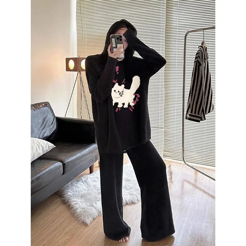 Милая черная бархатная пижама с короткими краями, женский брючный костюм с длинными рукавами для осени и зимы, домашний костюм, можно носить на улице
Милая черная бархатная пижама с короткими краями, женский брючный костюм с длинными рукавами для осени и зимы, домашний костюм, можно носить на улице