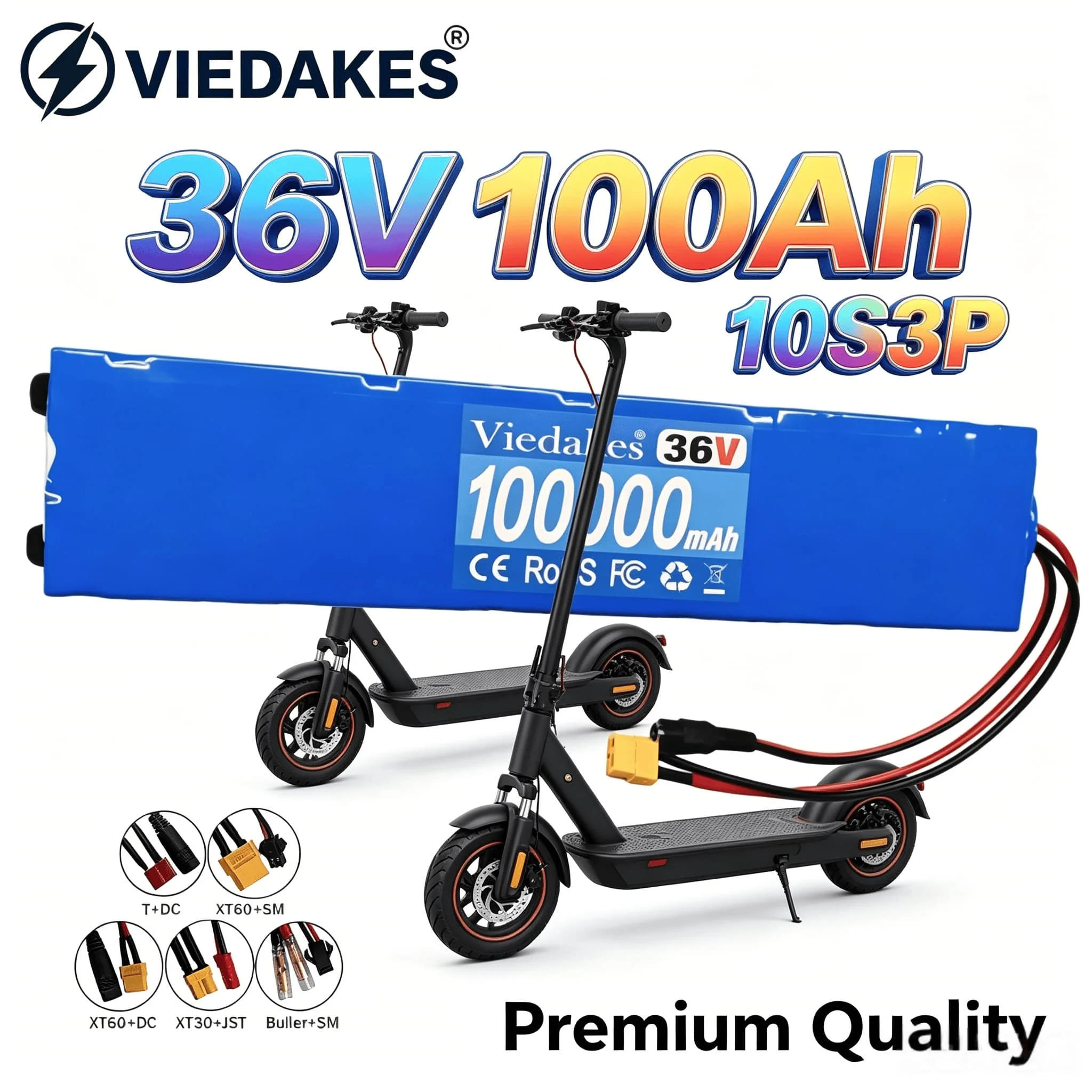 36V 100Ah 10S3P 18650 Lithium Battery With Safety BMS 1000W For Scooter XT60 XT30 JST SM DC T
36V 100Ah 10S3P 18650 Lithium Battery With Safety BMS 1000W For Scooter XT60 XT30 JST SM DC T