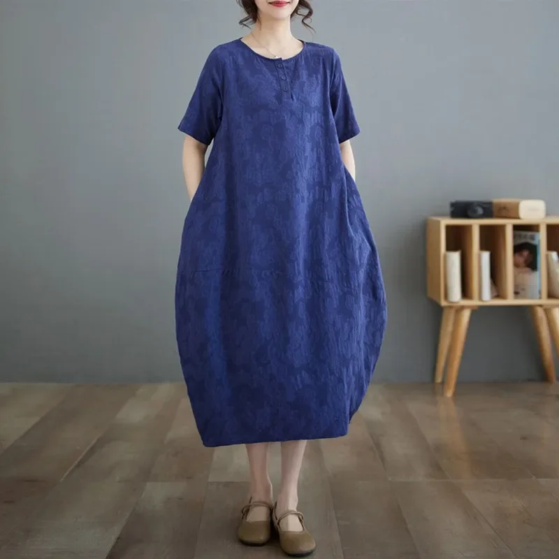 Women Casual Long Dress New Arrival 2024 Summer Vintage Style O-neck Solid Color Loose Female A-line Holiday Dresses ERFR-1987
Women Casual Long Dress New Arrival 2024 Summer Vintage Style O-neck Solid Color Loose Female A-line Holiday Dresses ERFR-1987