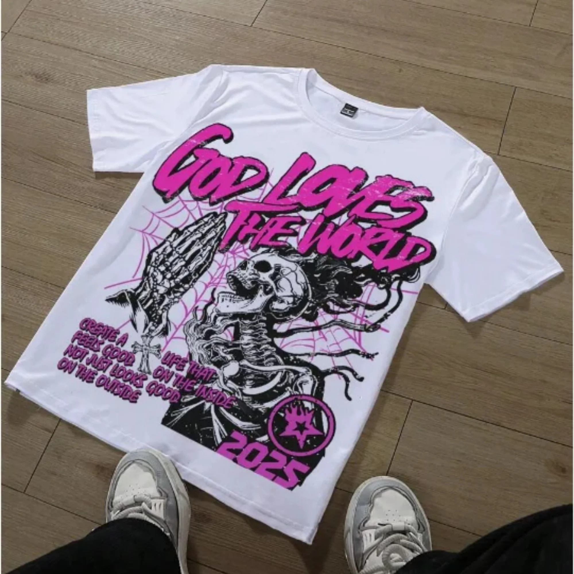Men's Quick-dry Tee God Loves The World T shirt Skull Web Dry Tee White Pink Style Casual Daily Wear Tshirt Trendy 2025
Men's Quick-dry Tee God Loves The World T shirt Skull Web Dry Tee White Pink Style Casual Daily Wear Tshirt Trendy 2025