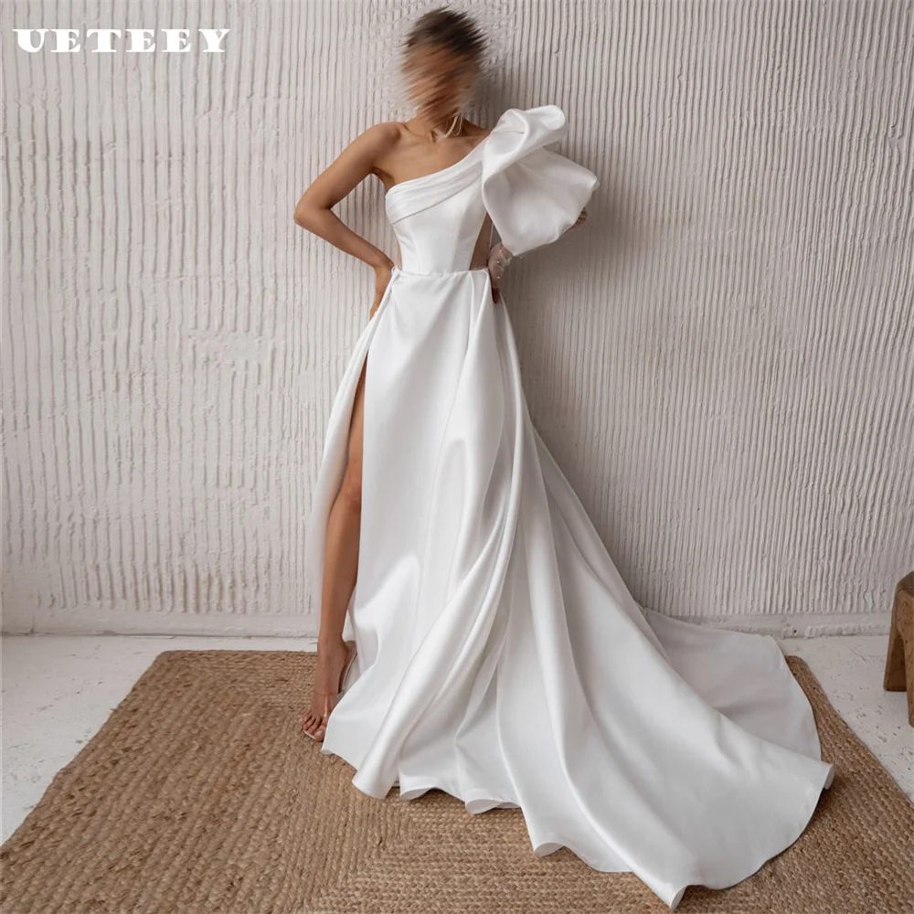 UETEEY Customized One Shoulder Satin Pleats A Line Wedding Dress Zipper Back High Side Slit vestidos de novia Bridal Gown
UETEEY Customized One Shoulder Satin Pleats A Line Wedding Dress Zipper Back High Side Slit vestidos de novia Bridal Gown
