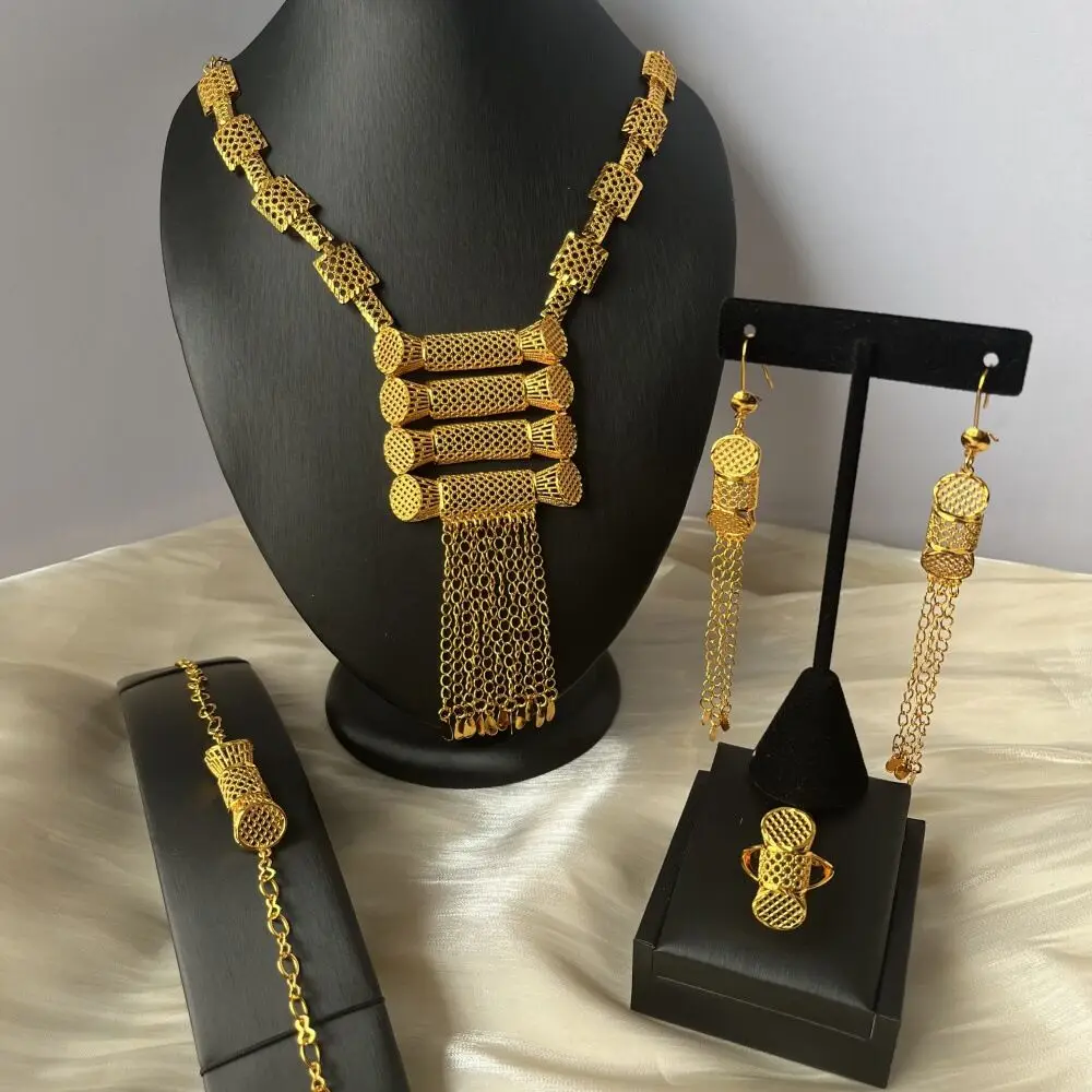 New Dubai British Alloy Gold Plated Necklace, Earrings, Rings, Bracelets, Wedding Party Jewelry Set, Gift for Lover YY10706
New Dubai British Alloy Gold Plated Necklace, Earrings, Rings, Bracelets, Wedding Party Jewelry Set, Gift for Lover YY10706