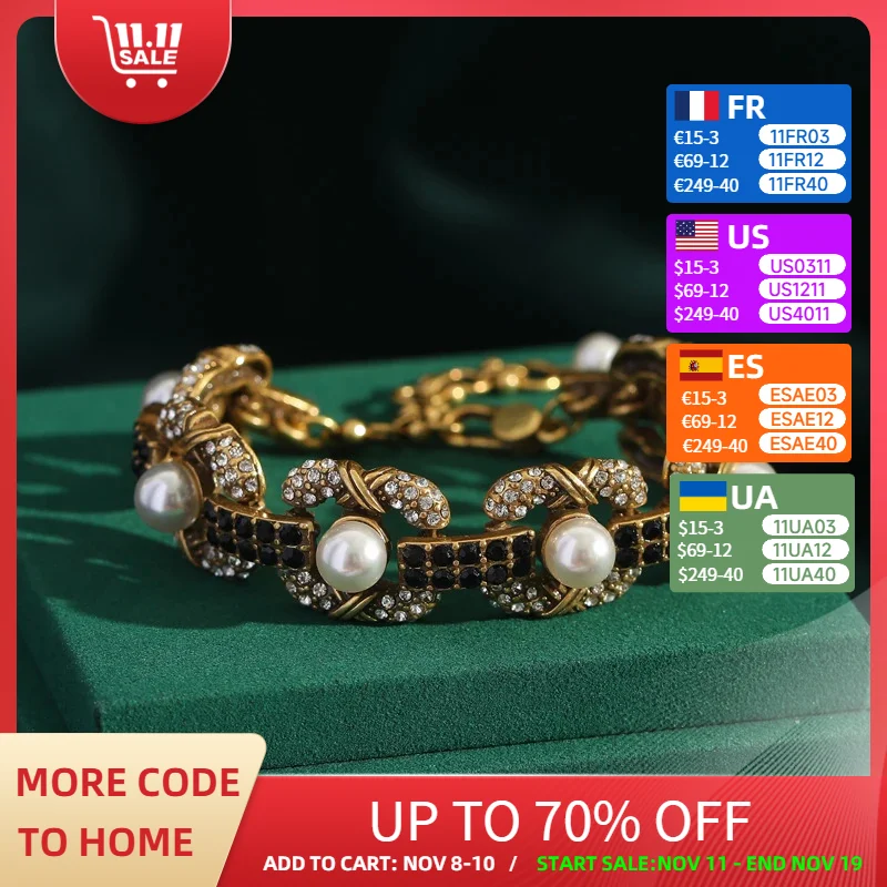 Винтажные браслеты для женщин, браслеты с жемчугом, дизайнерские ювелирные изделия для девочек, роскошные черные стразы, подарки для моей подруги на день Святого Валентина
Винтажные браслеты для женщин, браслеты с жемчугом, дизайнерские ювелирные изделия для девочек, роскошные черные стразы, подарки для моей подруги на день Святого Валентина