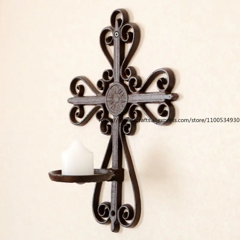 European Cast Iron Handicrafts Retro Cross Hollow Wall Candlestick, Wrought Iron European Candlestick
European Cast Iron Handicrafts Retro Cross Hollow Wall Candlestick, Wrought Iron European Candlestick