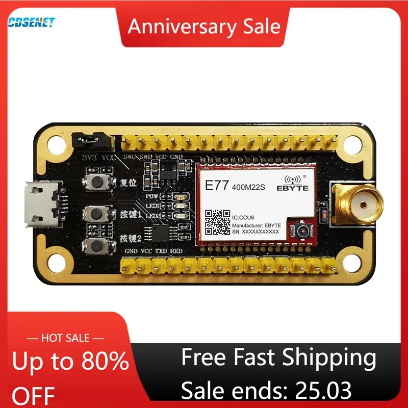 433MHz 470MHz Test Board Kit for E77-400M22S STM32WLE5CCU6 Lora Wireless Module CDSENET E77-400MBL-01 SoC 22dbm 5.6KM
433MHz 470MHz Test Board Kit for E77-400M22S STM32WLE5CCU6 Lora Wireless Module CDSENET E77-400MBL-01 SoC 22dbm 5.6KM