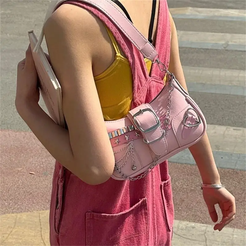 340D Trendy Shoulder Bag PU Leather Underarm Bags Buckle Punk Evening Purse For Women
340D Trendy Shoulder Bag PU Leather Underarm Bags Buckle Punk Evening Purse For Women