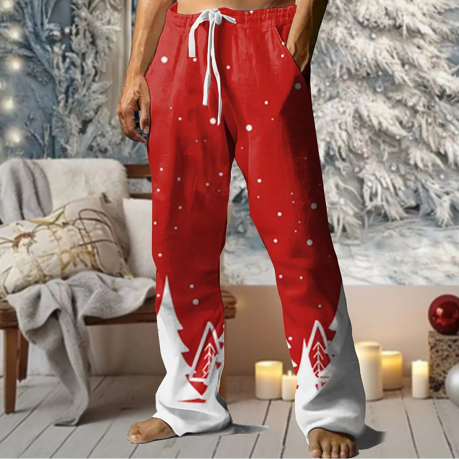 2026 Christmas Men's Snowflake Pants Trousers Drawstring Elastic Waist Casual Outdoor Party Wear Holiday Straight Leg Trousers
2026 Christmas Men's Snowflake Pants Trousers Drawstring Elastic Waist Casual Outdoor Party Wear Holiday Straight Leg Trousers