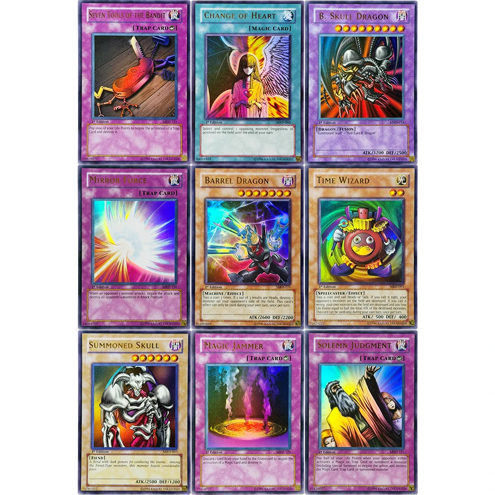 Ю-Ги-О! Карточки для игры Metal Raiders 1-го издания: Призывной череп Б., Череп Дракона, Изменение сердца, Волшебник времени, Рог Небес
Ю-Ги-О! Карточки для игры Metal Raiders 1-го издания: Призывной череп Б., Череп Дракона, Изменение сердца, Волшебник времени, Рог Небес