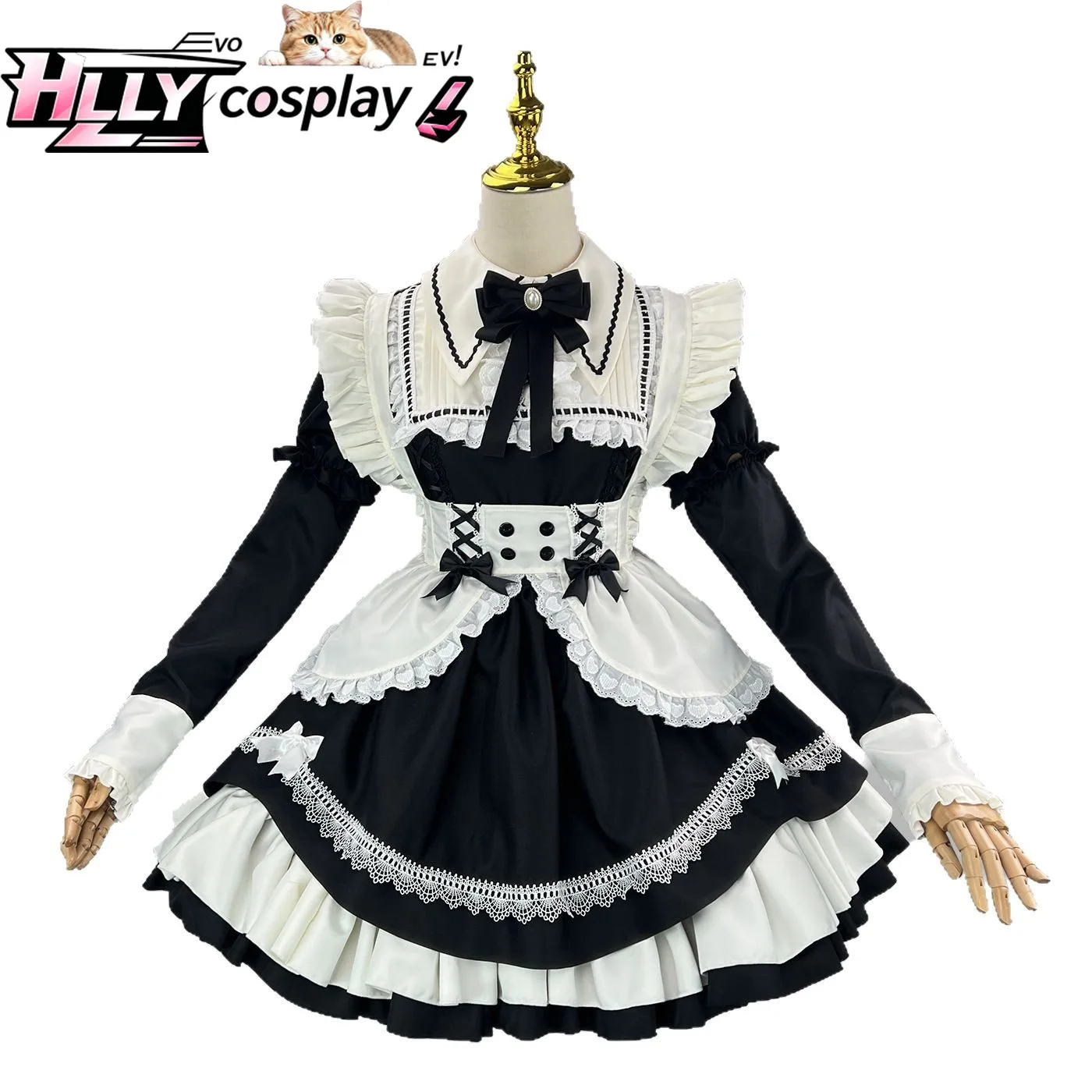 New Cute Lolita Maid Cosplay Costume Dress Detachable Sleeves Black White Ruffles Lace Bowknot for Halloween Party Live Stream
New Cute Lolita Maid Cosplay Costume Dress Detachable Sleeves Black White Ruffles Lace Bowknot for Halloween Party Live Stream