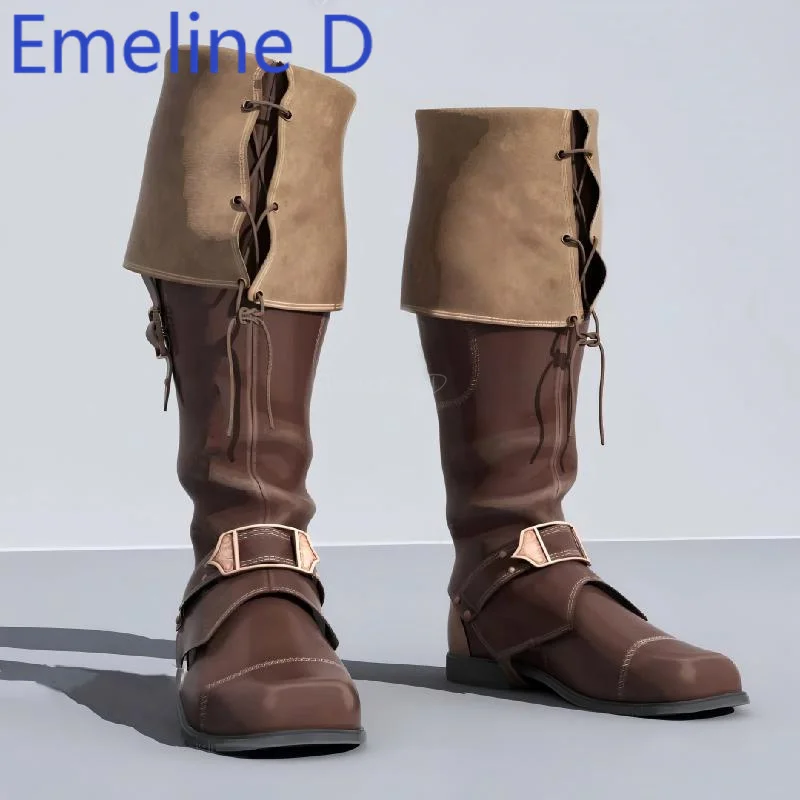 Square Toe Belt Buckle Long Tube Boots Fashionable Low Heel Retro Color Blocked Lace Up High Tube Flat Bottom Knight Boots
Square Toe Belt Buckle Long Tube Boots Fashionable Low Heel Retro Color Blocked Lace Up High Tube Flat Bottom Knight Boots