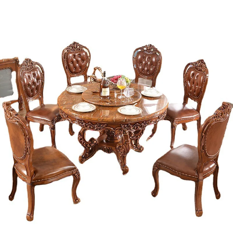 European-style all-solid wood dining table marble surface round dining table luxury villa high-end dining table 1.5 meters dinin
European-style all-solid wood dining table marble surface round dining table luxury villa high-end dining table 1.5 meters dinin