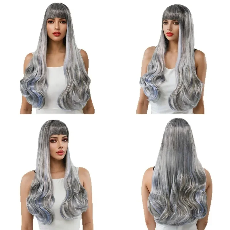 Cross-border long female hair full head cover wool curl gray blue wig big wave curly hair Lolita long curly hair
Cross-border long female hair full head cover wool curl gray blue wig big wave curly hair Lolita long curly hair