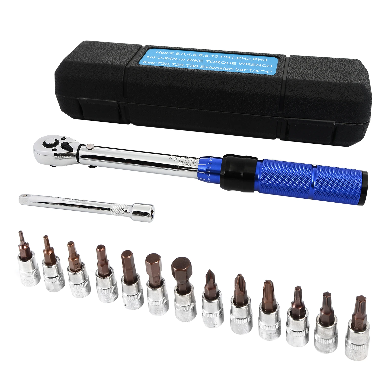 15PCS Torque Wrench Set 1/4" 2-25nm Bi-directional Bicycle Hex Wrench Tool Professional Maintenance And Car Moto Repair Tools
15PCS Torque Wrench Set 1/4" 2-25nm Bi-directional Bicycle Hex Wrench Tool Professional Maintenance And Car Moto Repair Tools