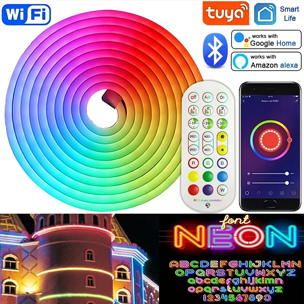 108Leds/M USB RGB Led Neon Strip Light Smart Tuya Wifi Bluetooth Diy Flexible Ribbon 5V Waterproof 1M/2M/3M/5M Neon Rope Lights
108Leds/M USB RGB Led Neon Strip Light Smart Tuya Wifi Bluetooth Diy Flexible Ribbon 5V Waterproof 1M/2M/3M/5M Neon Rope Lights