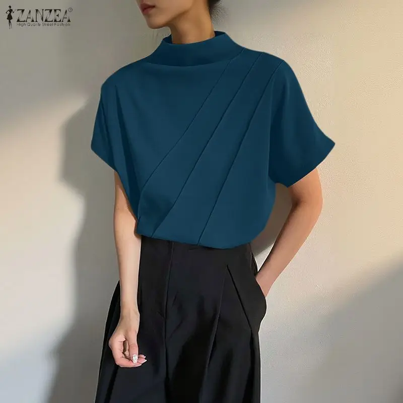 Stylish Summer Solid Color Blouse 2026 ZANZEA Women Tops Trend Short Sleeve Pleated Tunic Female Elegant OL Work Shirt Mujer
Stylish Summer Solid Color Blouse 2026 ZANZEA Women Tops Trend Short Sleeve Pleated Tunic Female Elegant OL Work Shirt Mujer