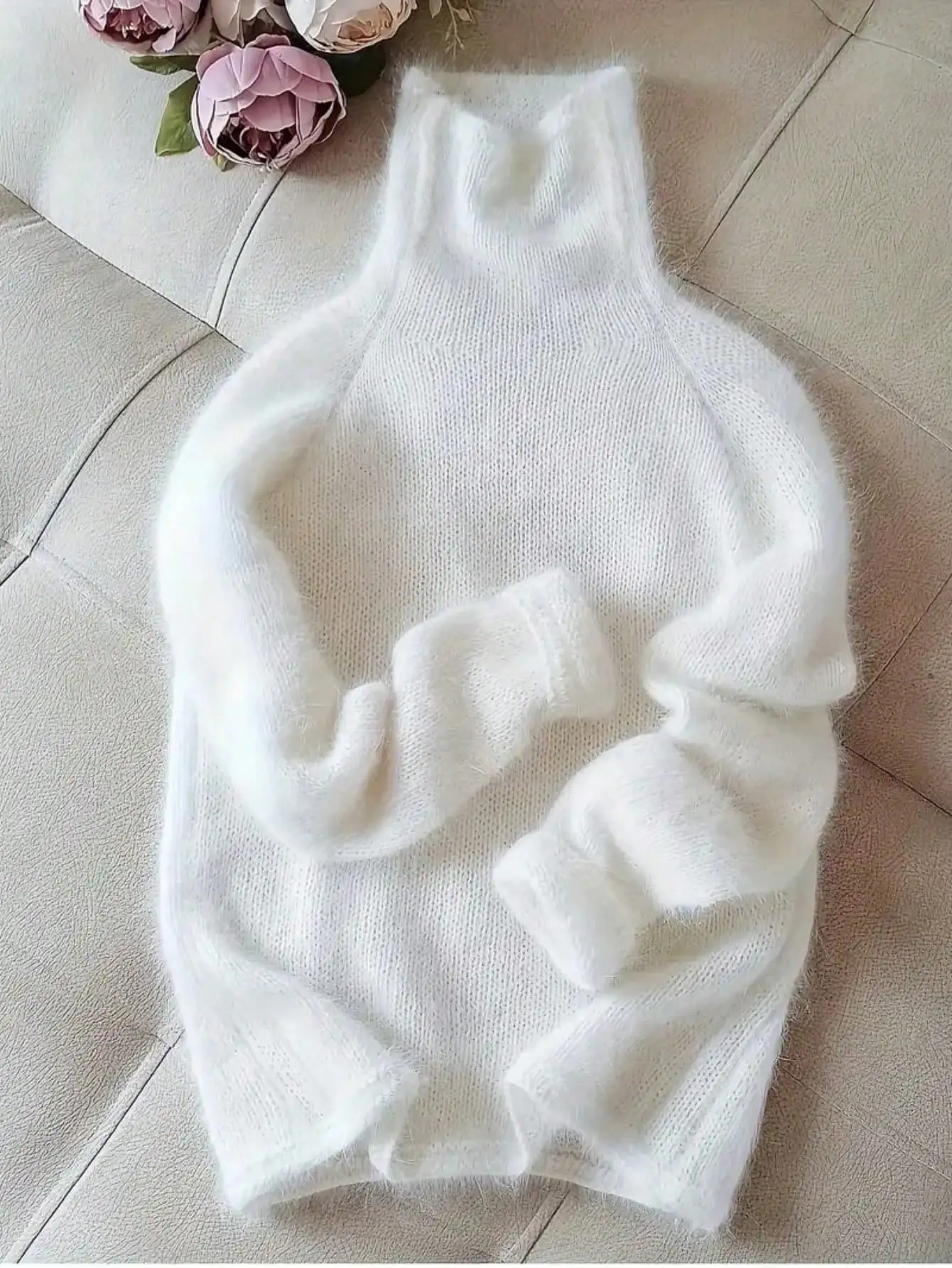 Soft White Turtleneck Pullover Sweater for Women, Cozy Knit High Neck Top for Autumn & Winter
Soft White Turtleneck Pullover Sweater for Women, Cozy Knit High Neck Top for Autumn & Winter