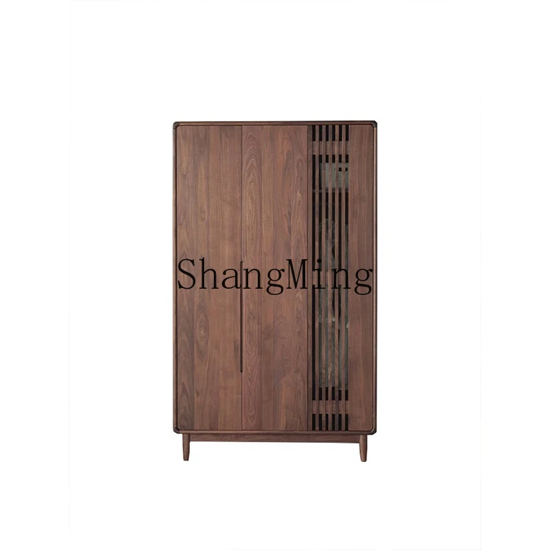 HJ new modern home black walnut solid wood wardrobe simple small apartment grille door wardrobe
HJ new modern home black walnut solid wood wardrobe simple small apartment grille door wardrobe